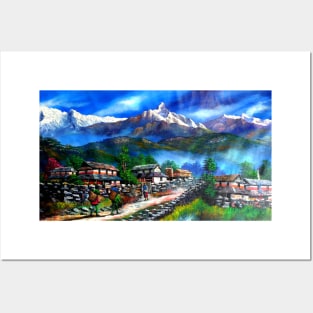 Panoramic View Of Everest Mountain Posters and Art